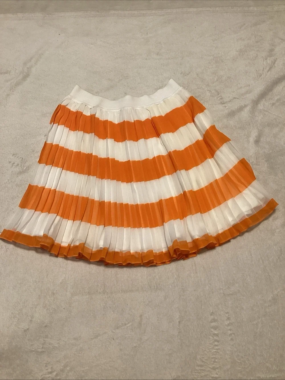 MonnaLisa Orange and White Striped Pleated Skirt